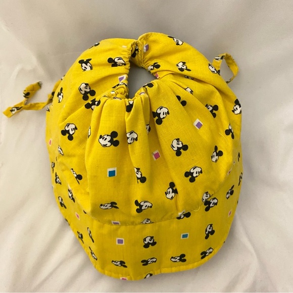 Vintage Yellow Mickey Mouse Disney Bonnet Hat Visor KIDS CHILD Size Tie Back - Picture 12 of 12